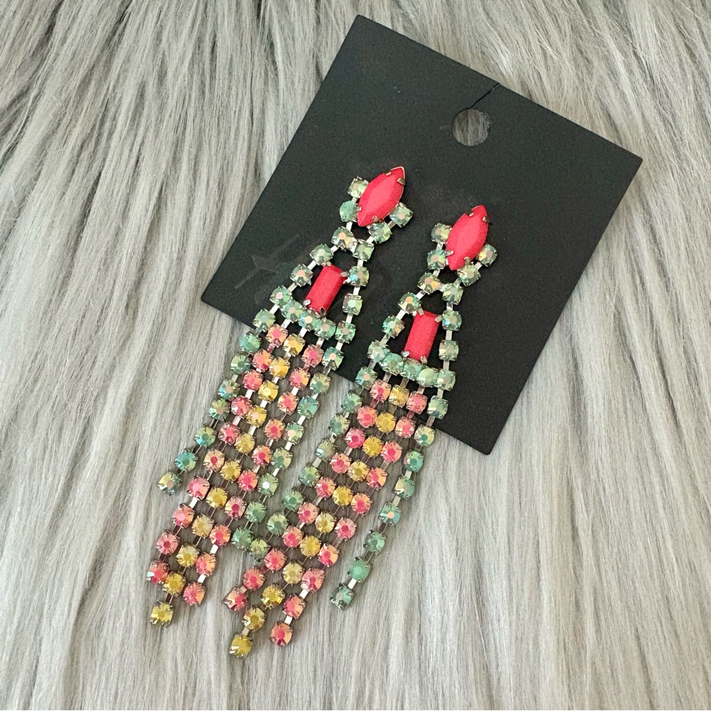 Gorgeous H&M Mid 2000s Pastel Iridescent Vintage Style Gem Earrings